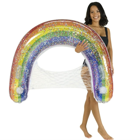 PoolCandy Inflatable Rainbow Pool Chair - Picture 2 of 5